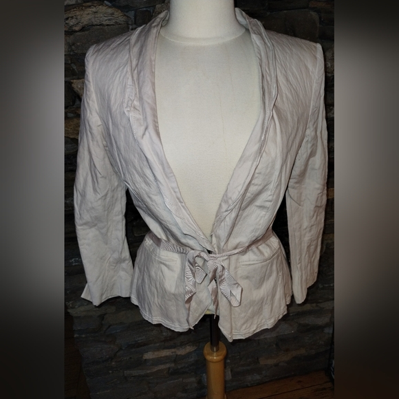 Loft NWT Elegant Cream Women's Belted Jacket 92% Cotton - Picture 2 of 8